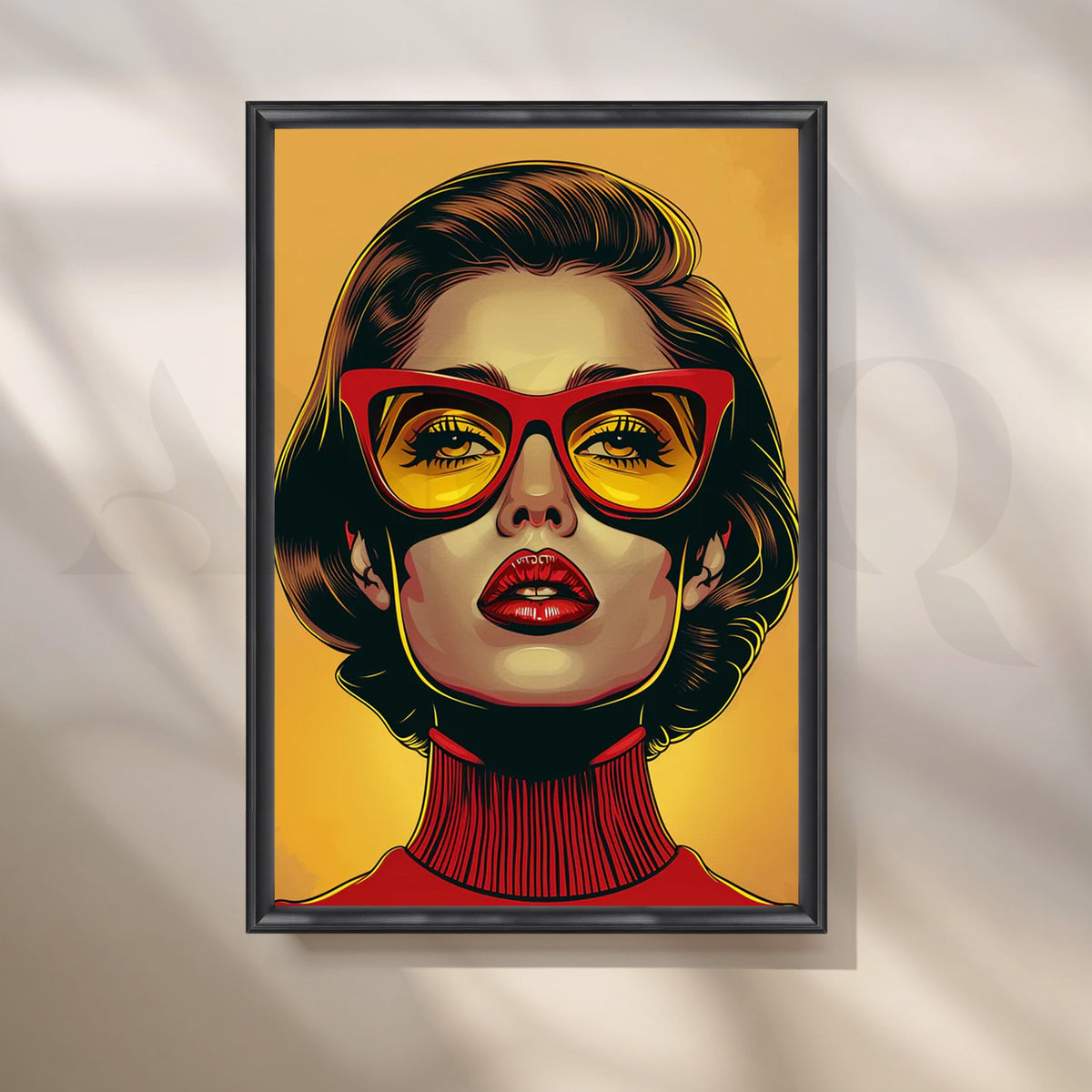 Retro Glasses Pop Portrait Canvas Painting for Living Room – Asha Art Studio – Image 3