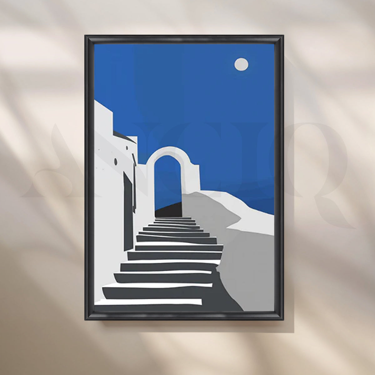 Mediterranean Moonlit Path Poster – Asha Art Studio – Image 3