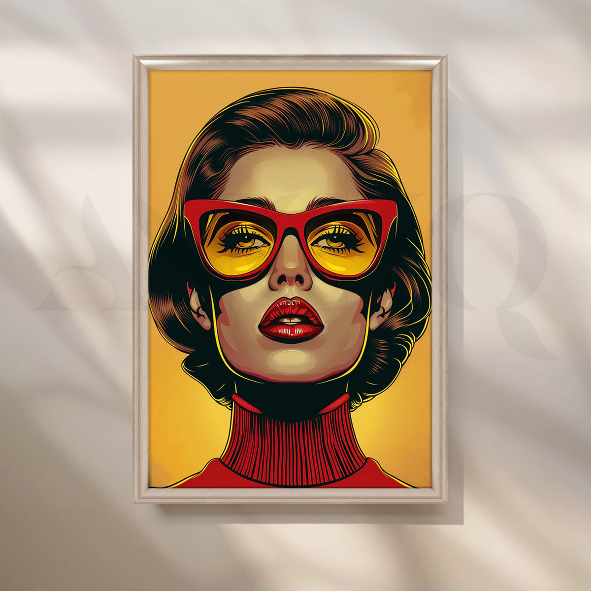 Retro Glasses Pop Portrait Canvas Painting for Living Room – Asha Art Studio – Image 4