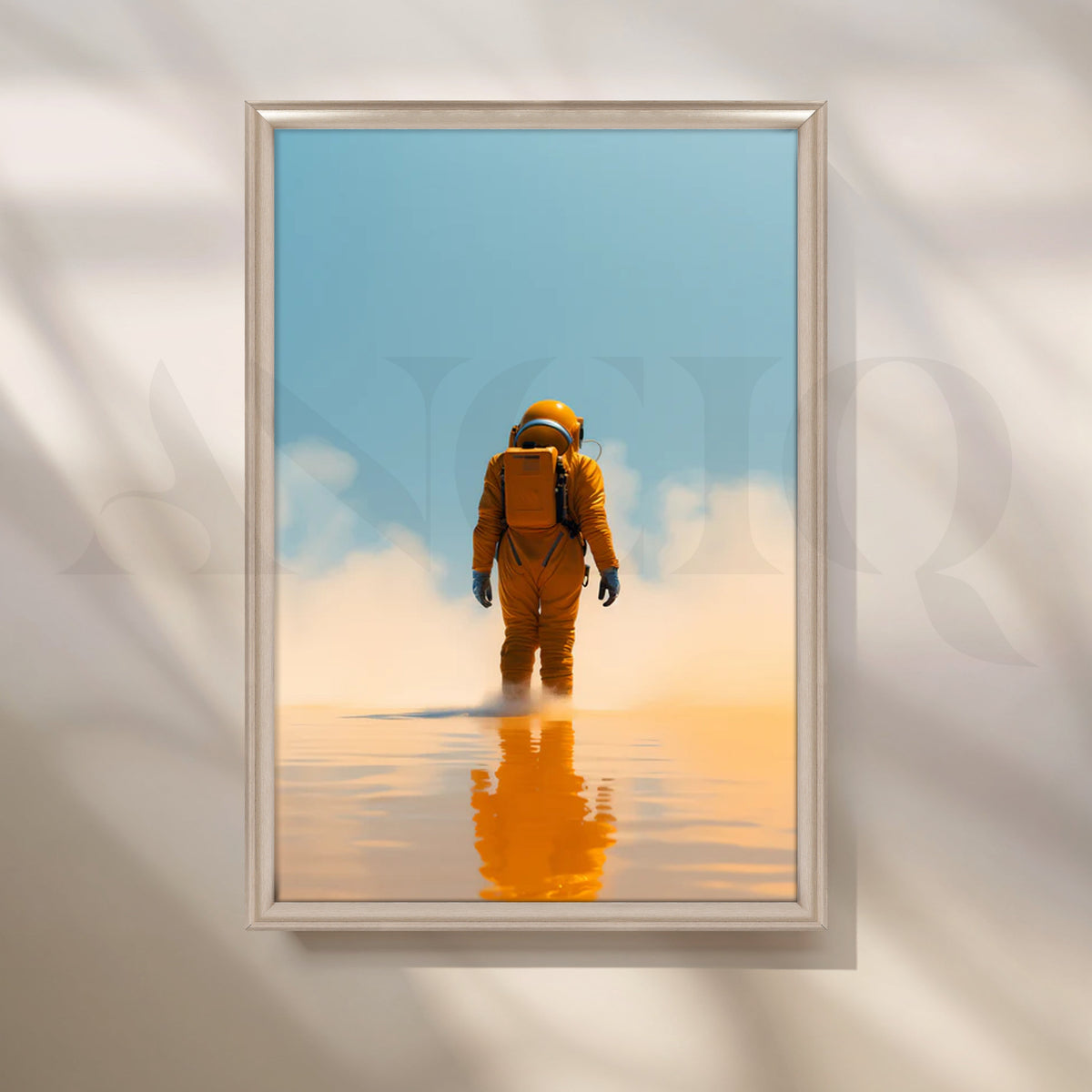 Solitude on Titan — Minimal Surreal Astronaut Wall Art – Asha Art Studio – Image 4