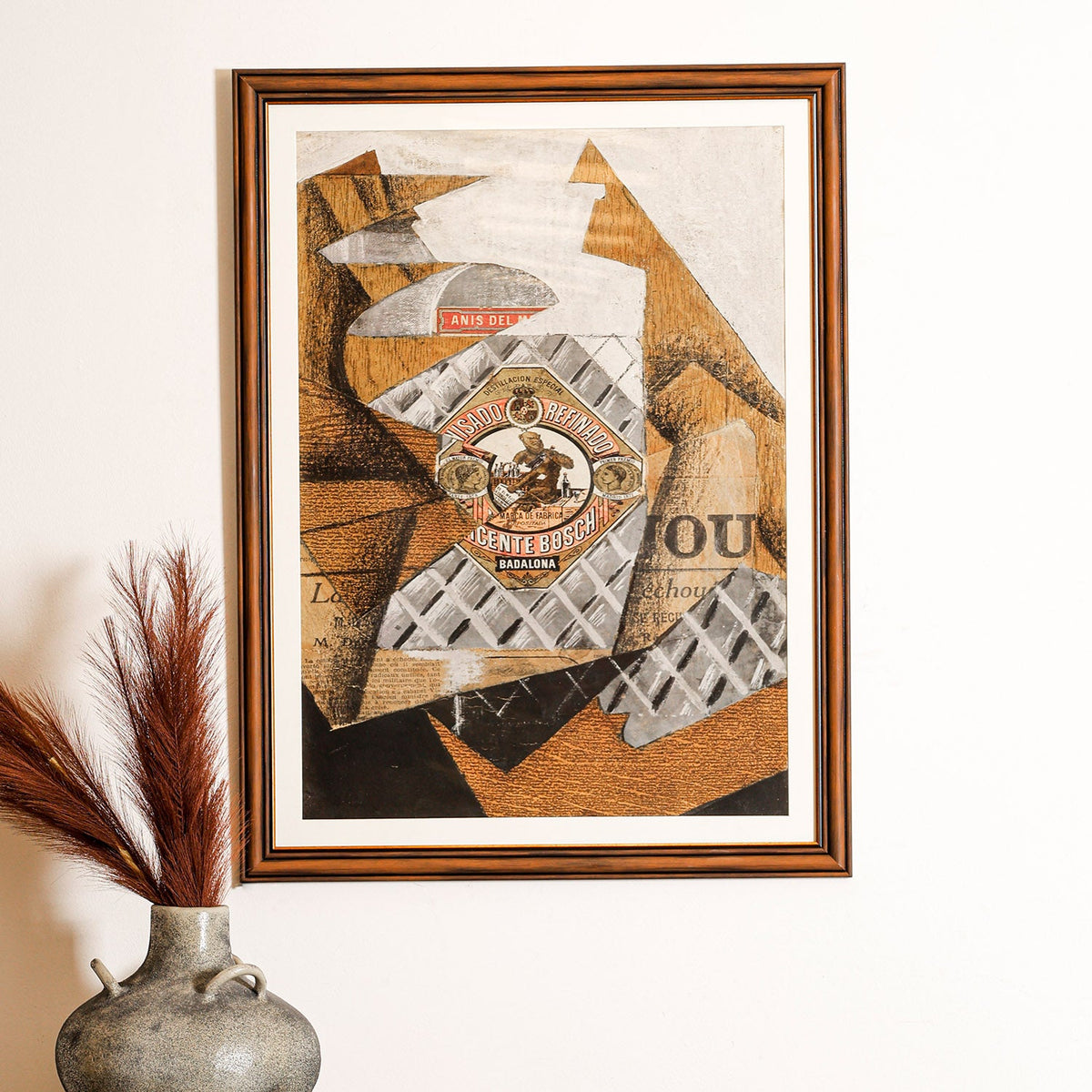 Vintage Cubist Collage Framed Artwork – Asha Art Studio – Image 2