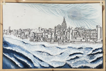 Kashi Ghats & Waves – Texture Painting – handmade by Asha Art Studio