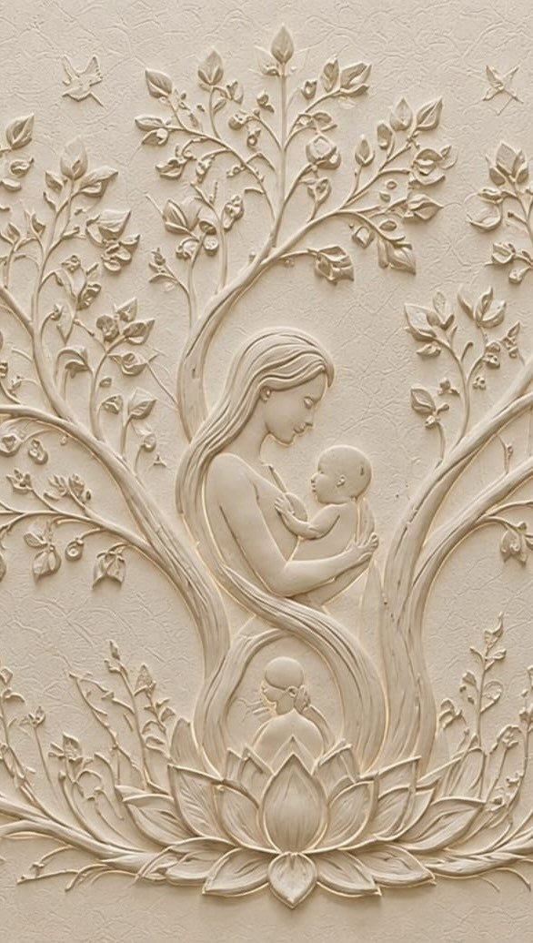 Maa – Mother & Child Relief Texture Art – handmade by Asha Art Studio