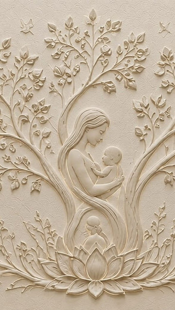 Maa – Mother & Child Relief Texture Art – handmade by Asha Art Studio