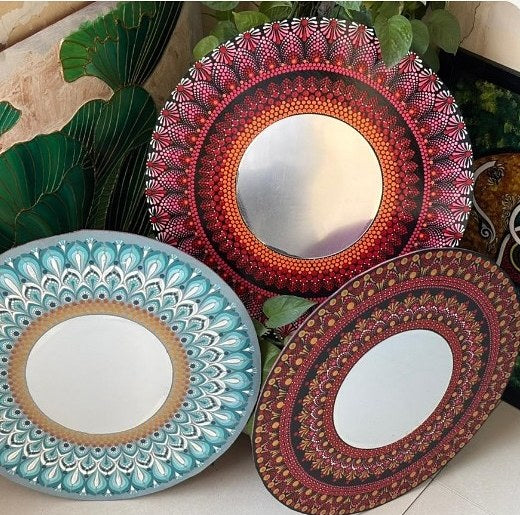 Hand-painted mandala mirrors