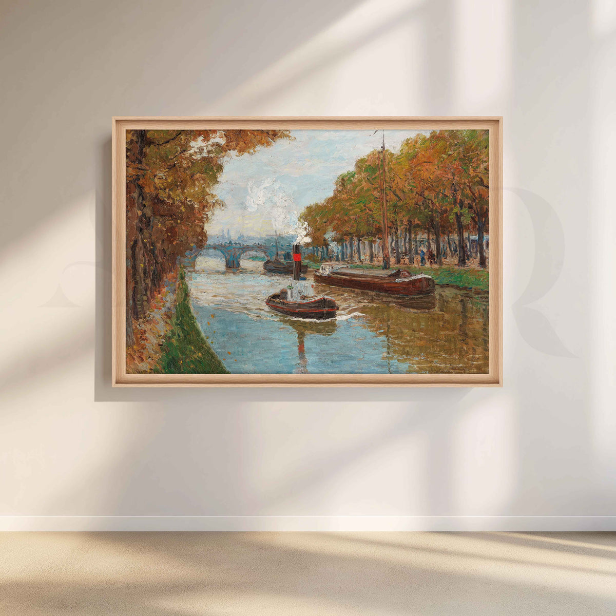 Autumn Canal Boats Canvas Artwork – Asha Art Studio – Image 5