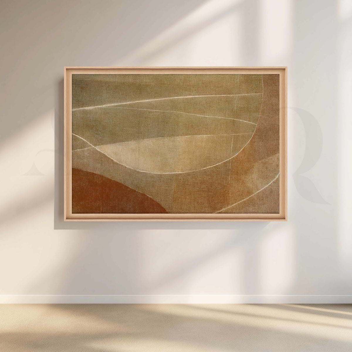 Earthy Neutral Abstract Canvas Artwork with Flowing Line Forms – Asha Art Studio – Image 5