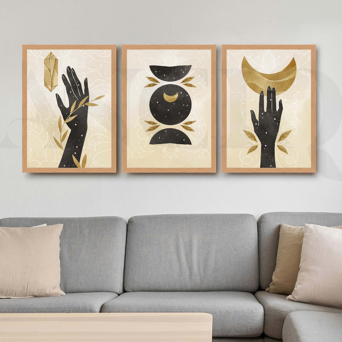Clestial Hand Motif Gallery Wall Artwork Set of 3 – Asha Art Studio – Image 5