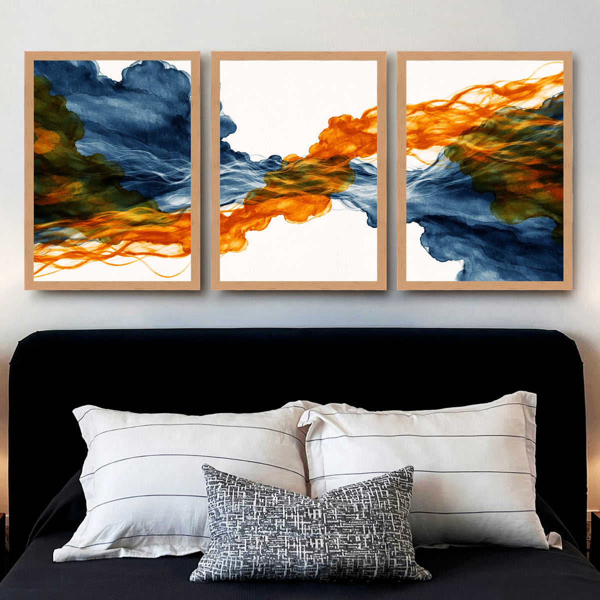 Abstract Ink Flow Gallery Wall Canvas Artwork Set of 3 - 18 x 24 Inches – Asha Art Studio – Image 5