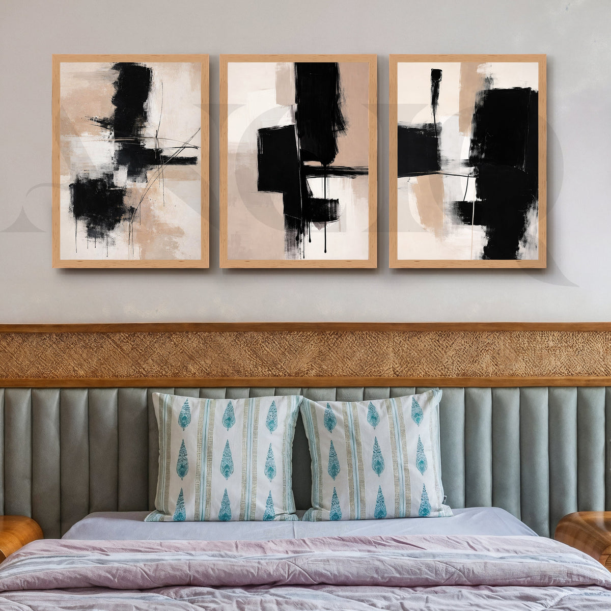 Bold Monochrome Expression Gallery Wall – Set of 3 Abstract Artworks - 18 x 24 Inches – Asha Art Studio – Image 5