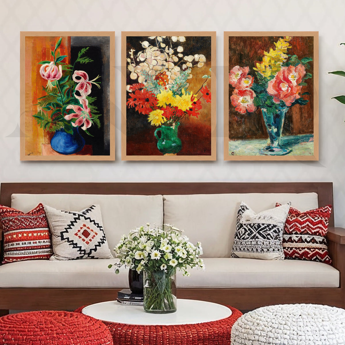 Floral Still Life Trio Gallery Wall – Set of 3 Canvas Artworks – Asha Art Studio – Image 5