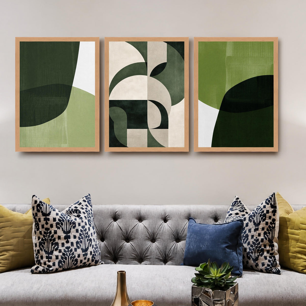 Green Abstract Gallery Wall Set of 3 - 18 x 24 Inches – Asha Art Studio – Image 5