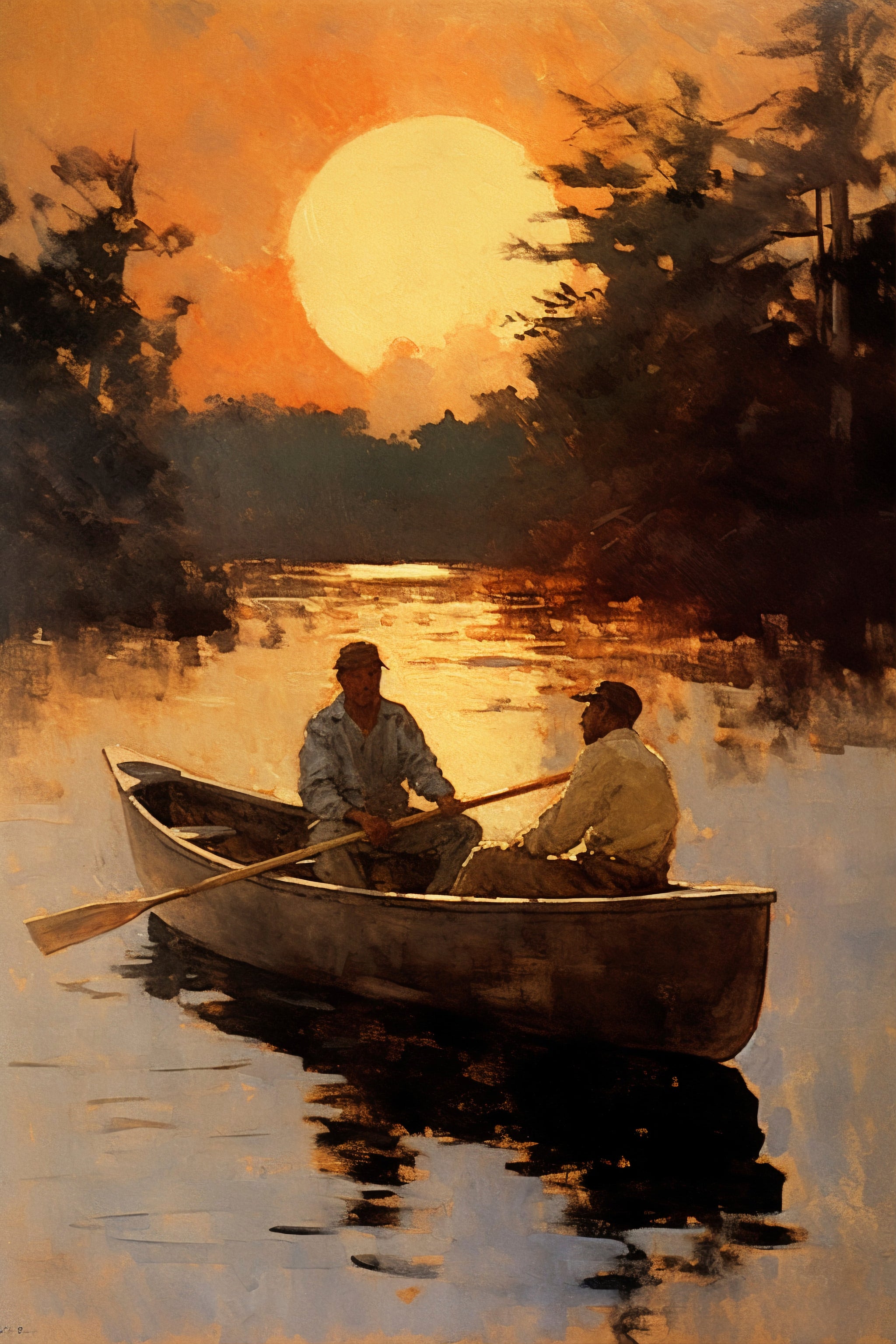 Golden Serenity – Sunset Boat Canvas Wall Art