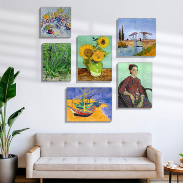 Van Gogh Inspired Classic Gallery Wall Canvas Artwork Set of 6 – Asha Art Studio