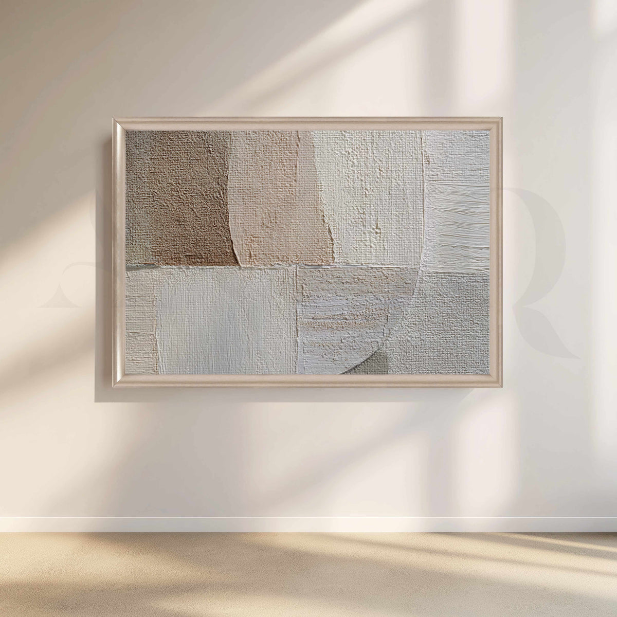 Neutral Textured Abstract Canvas Artwork in Ivory and Taupe Tones – Asha Art Studio – Image 4