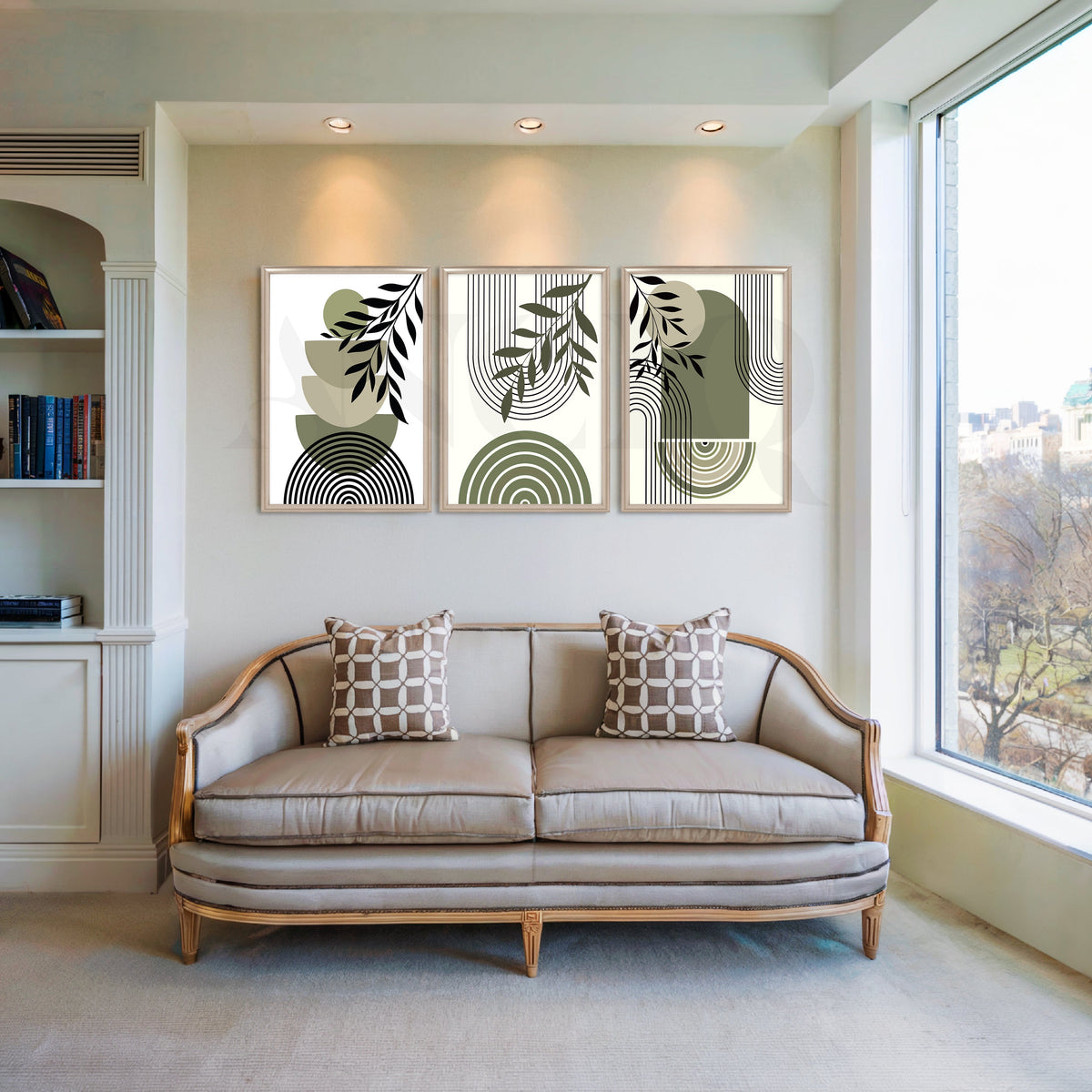 Minimal Botanical Geometry Gallery Wall – Set of 3 Artworks – Asha Art Studio – Image 4