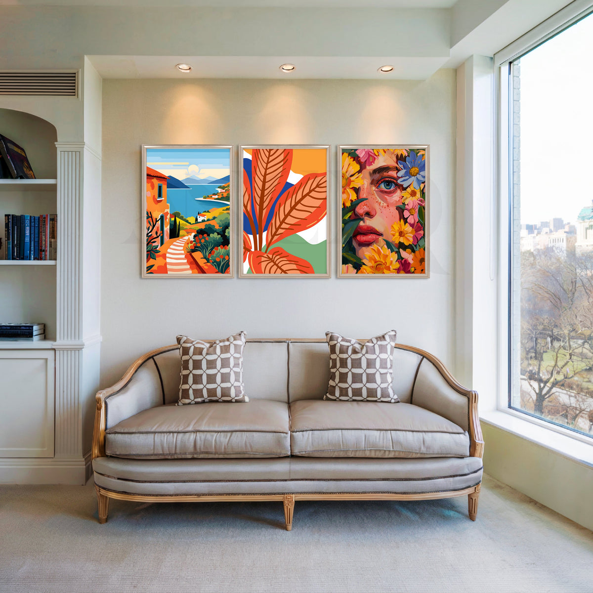Sunlit Riviera Muse Gallery Wall – Set of 3 Canvas Artworks – Asha Art Studio – Image 4