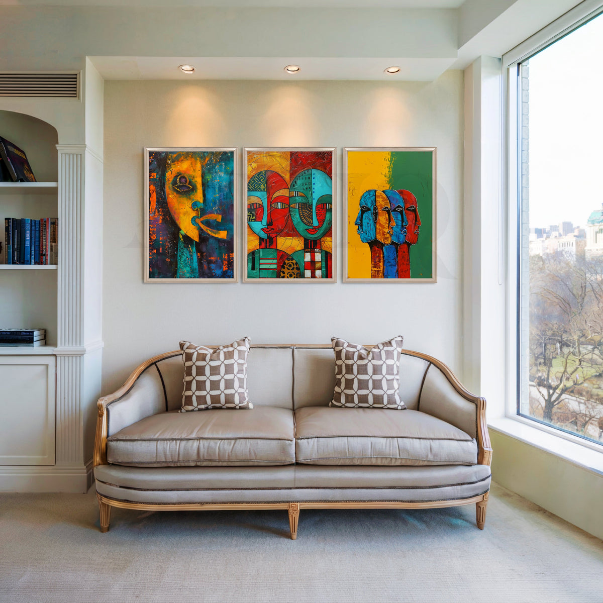 Tribal Faces Fusion Gallery Wall – Set of 3 Artworks – Asha Art Studio – Image 4
