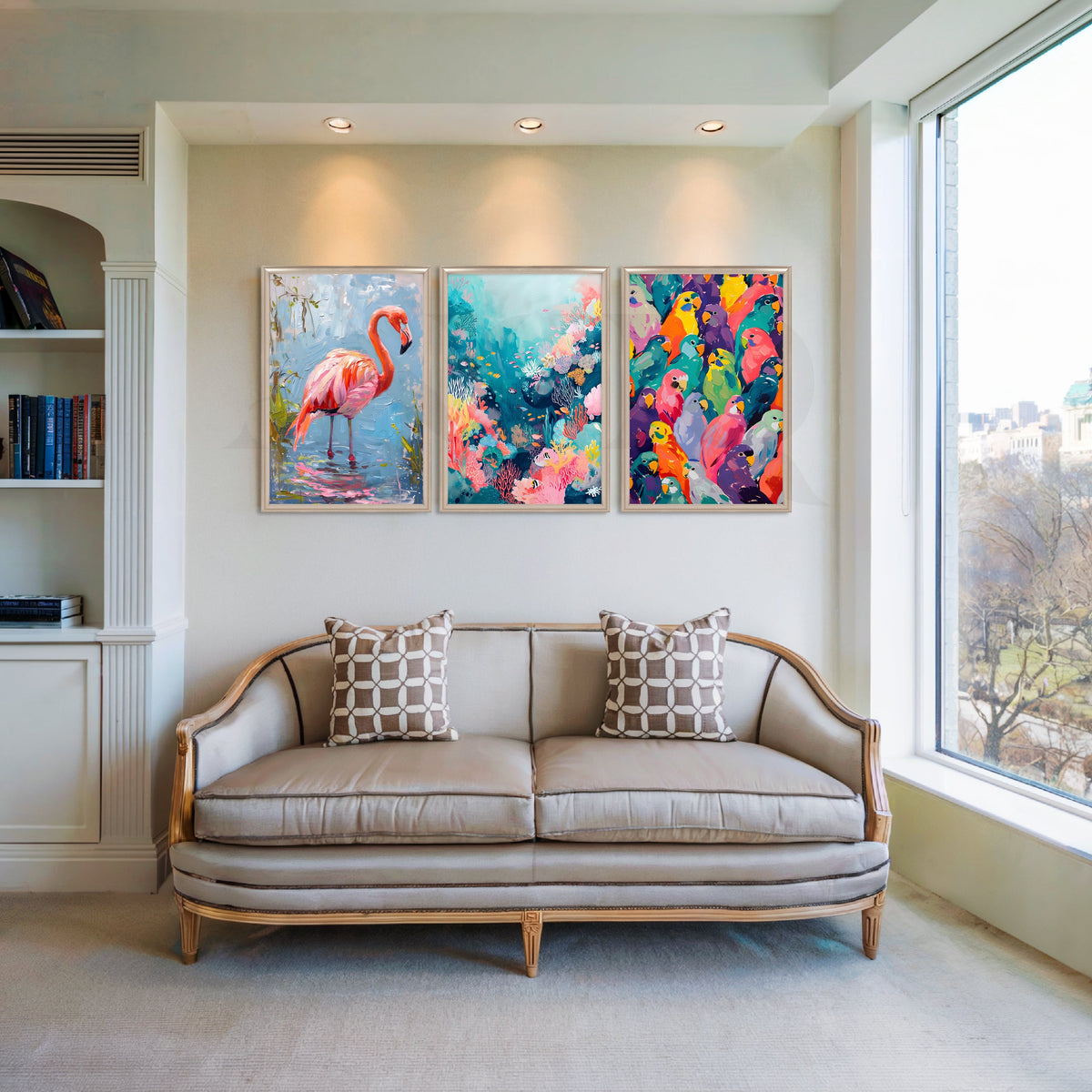 Tropical Birds & Bloom Gallery Wall – Set of 3 Artworks – Asha Art Studio – Image 4