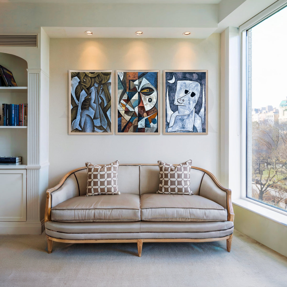 Cubist Midnight Faces Gallery Wall – Set of 3 Artworks – Asha Art Studio – Image 4