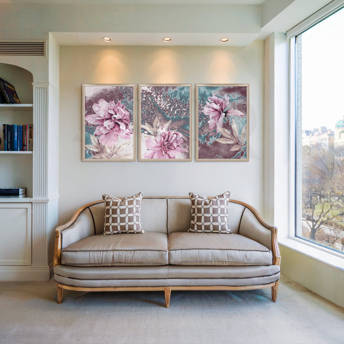 Dusty Rose Bloom Gallery Wall – Set of 3 Artworks – Asha Art Studio – Image 4