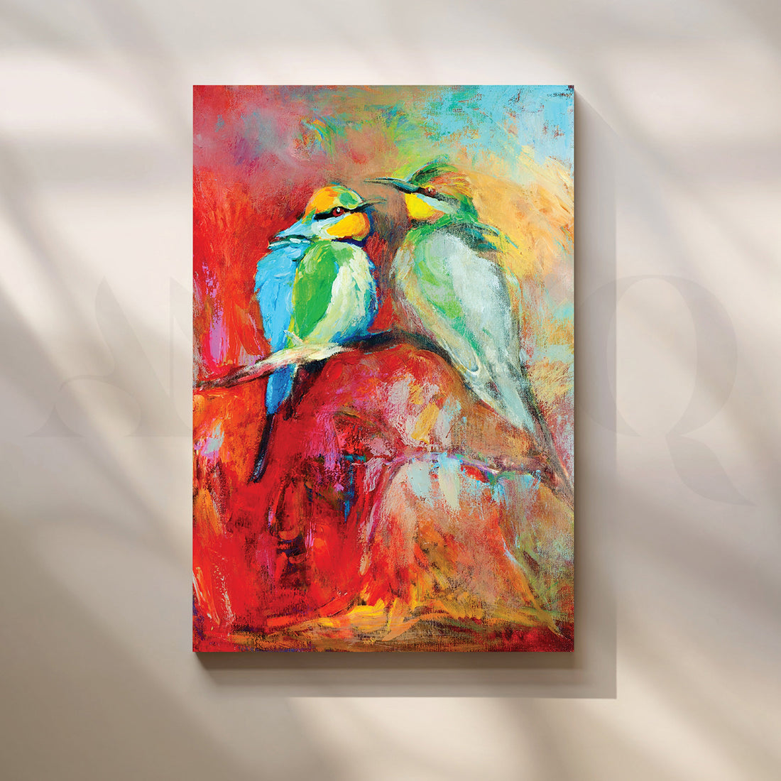 Sunbirds in Sapphire Canvas Artwork – Asha Art Studio