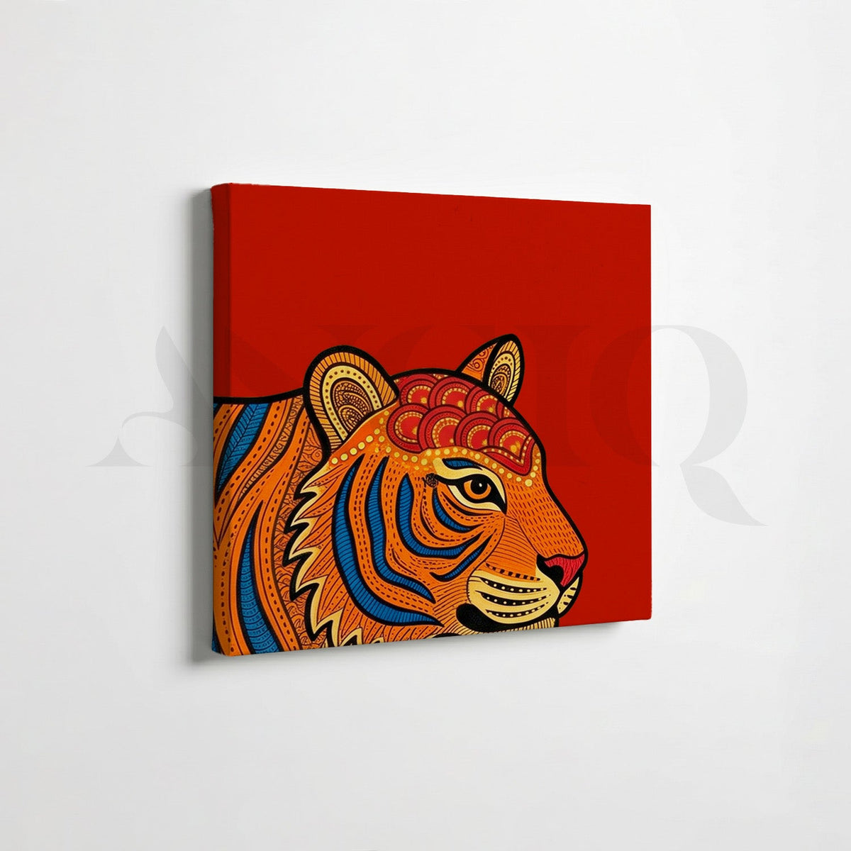 Bold Tiger Folk Gallery Wall Canvas Artwork Set of 6 – Asha Art Studio – Image 4
