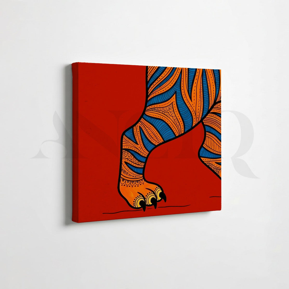 Bold Tiger Folk Gallery Wall Canvas Artwork Set of 6 – Asha Art Studio – Image 5