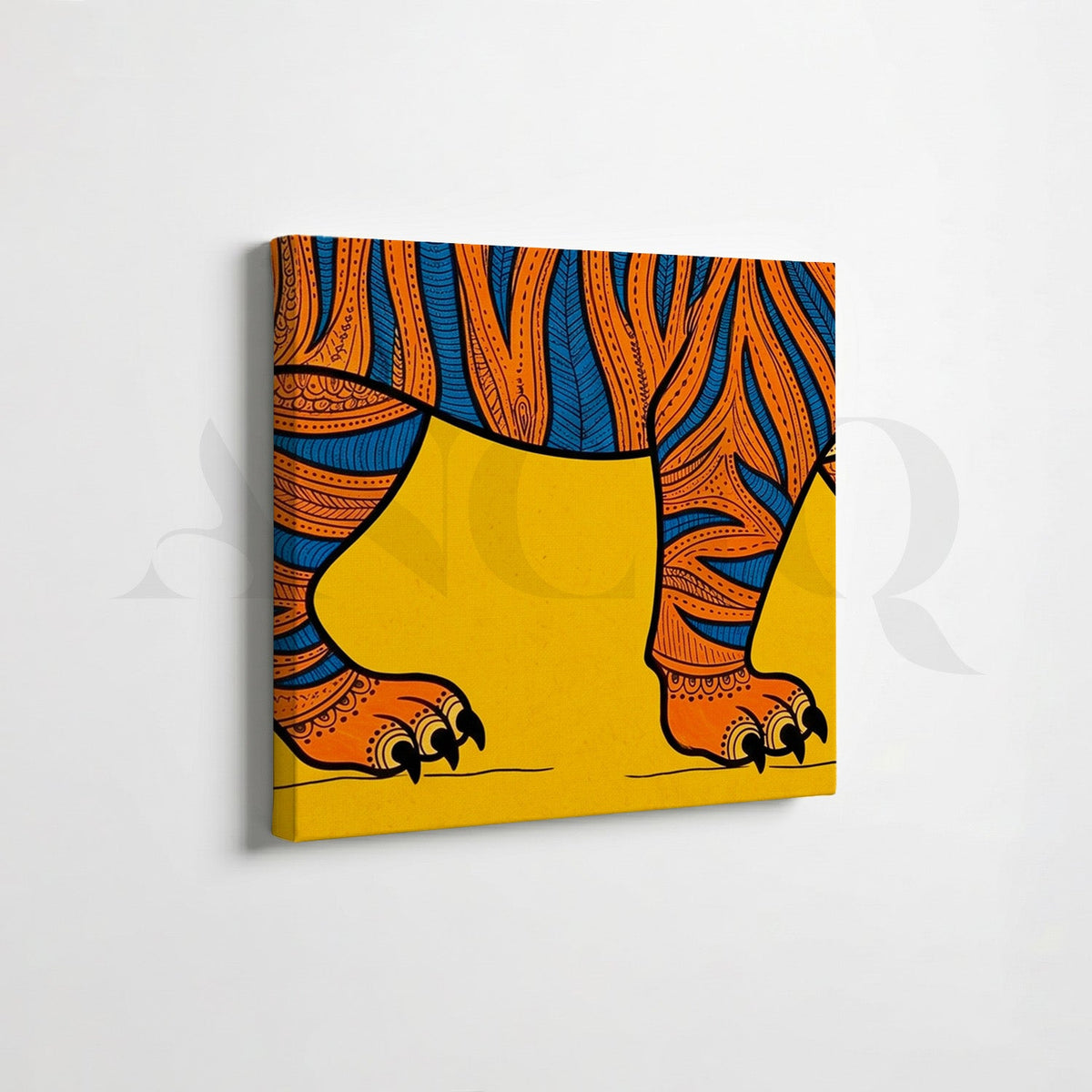 Bold Tiger Folk Gallery Wall Canvas Artwork Set of 6 – Asha Art Studio – Image 6